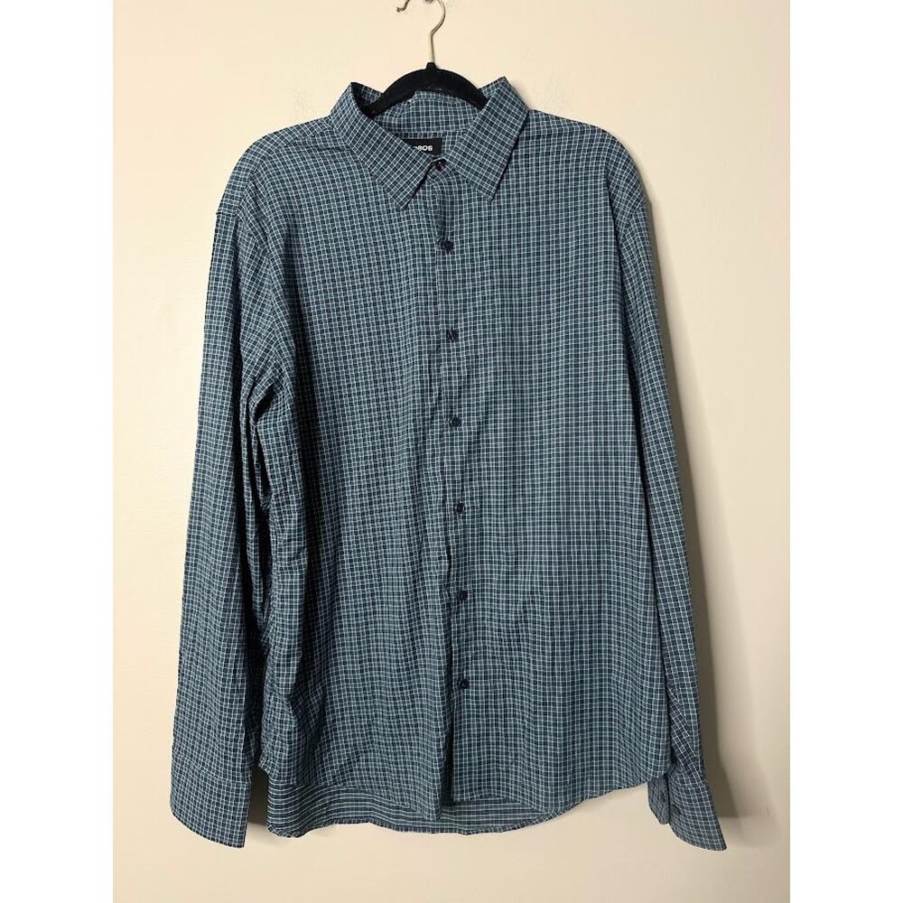 Bonobos Slim Fit Performance Nylon Button Up Shirt Mens XL Green‎ Plaid Stretch